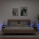  Nattbord med LED 2 stk gammelt tre 40x39x48,5 cm 8721158446466