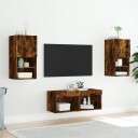 vidaXL Vegghengte TV-benker med LED 4 stk røkt eik 8721012469884