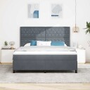  Box Spring Seng med Madrass & LED Mørkegrå 180x200 cm Fløyel