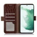 Samsung Galaxy S23 FE Crocodile Series Lommebok-deksel i Lær med RFID Brun