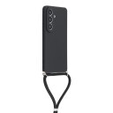 Hurtel Samsung Galaxy A57 5G-etui med fiberfôr og skulderrem Svart
