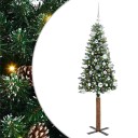  Slim juletre Grønn og hvit 150 cm PVC og Massivt Furu tre