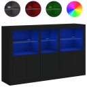 vidaXL Skjenk med LED-lys svart 162x37x100 cm