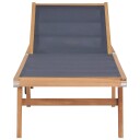 vidaXL Foldbar solseng med hjul heltre teak og textilene