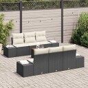  Hagesofa Set med pute 7 pcs Svart Poly rattan