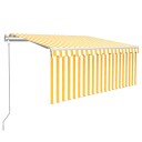 vidaXL Automatisk markise rullegardin LED vindsensor 3x2,5 m gul hvit
