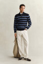 Gant Stripete bomullskabelstrikket genser med halv glidelås EVENING BLUE M