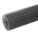 vidaXL Trådgjerde kylling stål med PVC belegg 10x0,5 m grå
