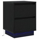  Sengebord med LED lamper Svart 39x34.5x50 cm