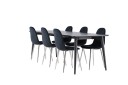 Venture Home Ellis Spisegruppe 230 cm Rektangulær med 6 Polar stoler   Sort/Sort