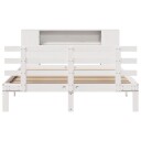  Seng med bokhylle uten madrass hvit 120x200 cm heltre furu 3322709