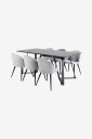Venture Home   Spisegruppe Maggie med 6 stk spisestoler Valleta   Svart