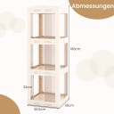 360 graders roterende bokhylle med 3 nivåer – plassbesparende hvit design