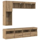  TV skap med LED  stripelys 7 pcs Artisan Eik Konstruert tre
