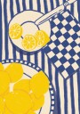Lemon Sweetness Playful Mediterranean Kitchen with Blue Stripes Plakat Plakat / 30x40cm