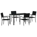 vidaXL Hage Spisegruppe 5 stk. Svart polyrotting