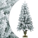 vidaXL Flokket mini-juletre 120 cm PVC Grønn og hvit