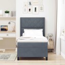  Box Spring Seng med Madrass & LED Mørk Grå 90x200 cm Fløyel