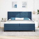  Box Spring Seng med Madrass og LED Blå 200x200 cm Stoff