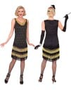 Deluxe Roaring 20's Gatsby Flapper Svart og Gullfarget Flapperkjole til Dame Small Voksenkostyme 13711