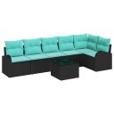 vidaXL Hagesofa Set 7 stk. Svart og turkis polyrotting