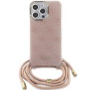Guess Guhcp15lhc4sep Iphone 15 Pro 6.1" Rózowy/Pink Hardcase Crossbody Cord 4G Print