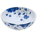 vidaXL Benkeservant hvit og blå rund Φ41x14 cm keramikk