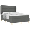  Box Spring Seng med Madrass Mørk Grå 160x200 cm Stoff
