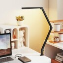 Skrivebordslampe justerbar lysstyrke og farge metallklemme