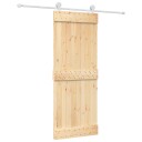 vidaXL Skyvedør Naturlig og Hvit 80 x 210 cm Massiv Furu Tre