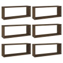 vidaXL Vegghyller kube 6 stk brun eik 60x15x23 cm konstruert tre
