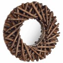 vidaXL Veggspeil 40 cm teak rund