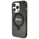 Guess Guhmp14lhrsgsk Iphone 14 Pro 6.1" Black/Black Hardcase Ring Stand Script Glitter Magsafe