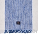 Løper med frynser 50x150 cm blå hvit