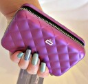 Ögon Designs - Quilted Aluminium zipper lommebok/ kortholder 24 Kort Lilla