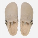 Birkenstock Boston Shearling Suede Leather/Fur Taupe