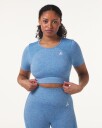 LEVITY Phase Seamless Crop Tee Blue Breeze Melange - S