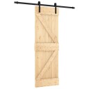 vidaXL Skyvedør Naturlig og svart 70 x 210 cm Massiv Furu Tre