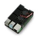 Aluminium kabinett for Raspberry Pi 4B med doble vifter sort