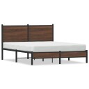  Sengeramme i metall med hodegavl brun eik 137x190 cm 8721102955082