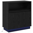  Serviesskap med LED Svart eik 71 x 34,5 x 75 cm Konstruert tre