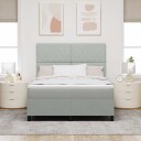  Box Spring Seng med Madrass & LED Lys Lysegrå 160x200 cm Fløyel