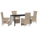  5-delt ute spisebord med puter Beige Poly Rottin
