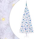  Kunstig juletre med 300 LED med stativ Hvit 180 cm PVC og stål