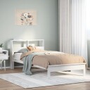  Seng med bokhylle uten madrass hvit 100x200 cm heltre furu 8721158397317