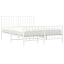 vidaXL Sengeramme i metall med hode- og fotgavl hvit 140x200 cm 8721012250383