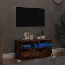 vidaXL TV-benk med LED-lys røkt eik 80x35x40 cm