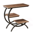 C formet sidebord 60 x 30 x 65 cm / brun svart bord med tre hyller / smalt avlastningsbord