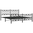  Sengeramme i metall med hode- og fotgavl svart 183x213 cm 8721102644146