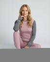 Ullundertøy Stina Ulltrøye med rund hals til dame i Rosa/Grå XL